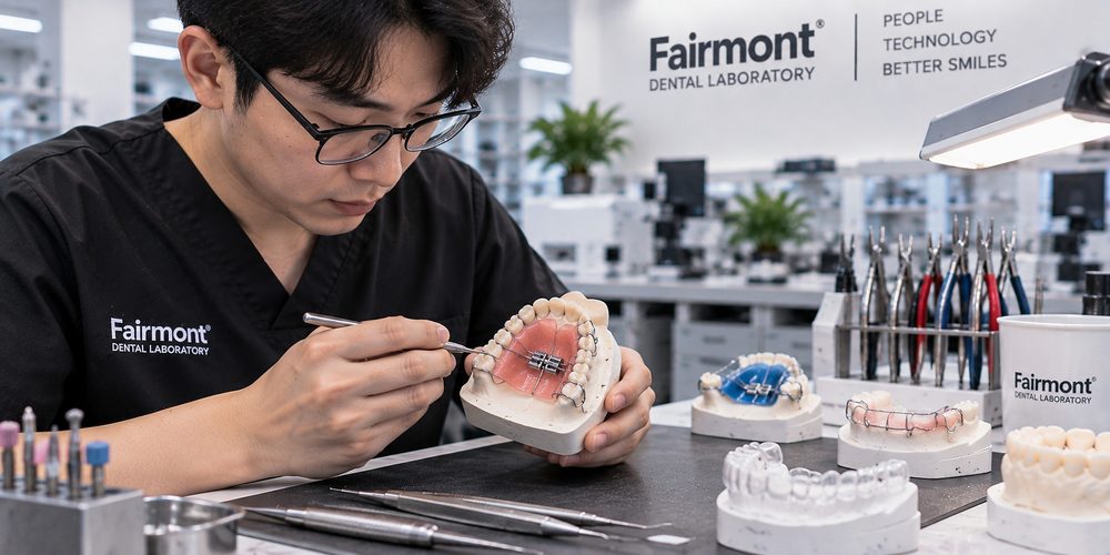 Orthodontic appliance fitted on a study model
