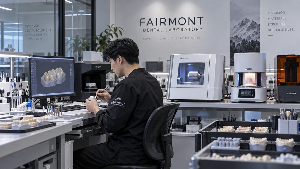 Digital design and production equipment in a dental laboratory
